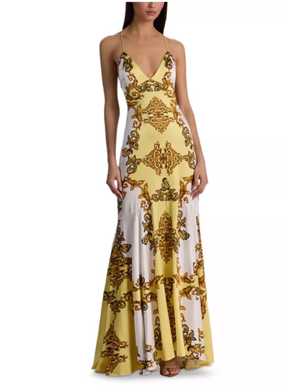 Alice + Olivia Milta Golden Coast Baroque Maxi Dress 2 New $695